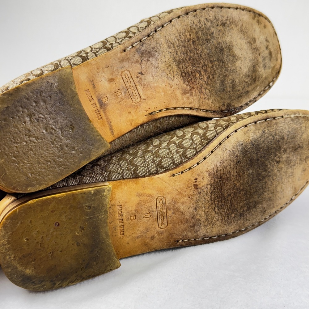 Coach Tan Signature Canvas & Yellow Leather Loafers - Picture 8 of 11